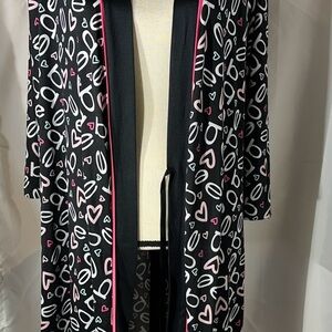 bebe Black Robe with Pink and White Heart Motif